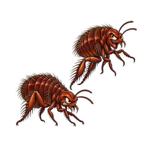 Cartoon illustration of fleas